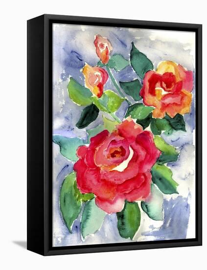 Red Rose Watercolor-Cheryl Bartley-Framed Premier Image Canvas