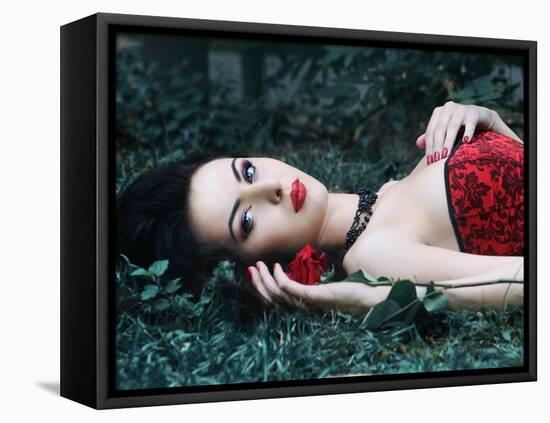 Red Rose-Dimitri Caceaune-Framed Premier Image Canvas