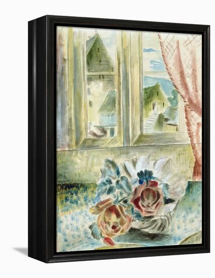 Red Roses in a Shell (Pencil, Chalk and W/C on Paper)-Paul Nash-Framed Premier Image Canvas