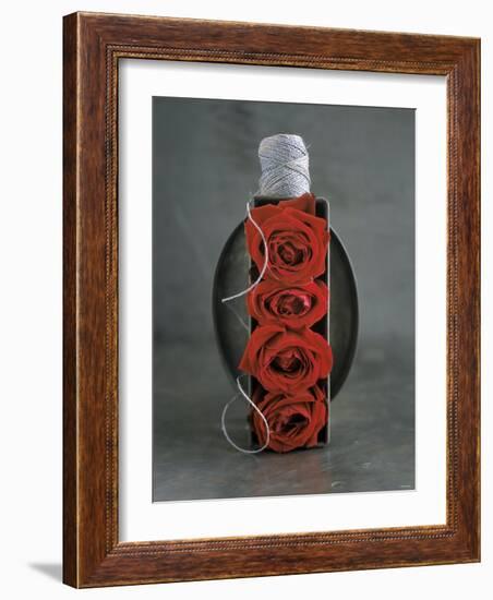 Red Roses in Baking Dish with Kitchen String-Ellen Silverman-Framed Photographic Print