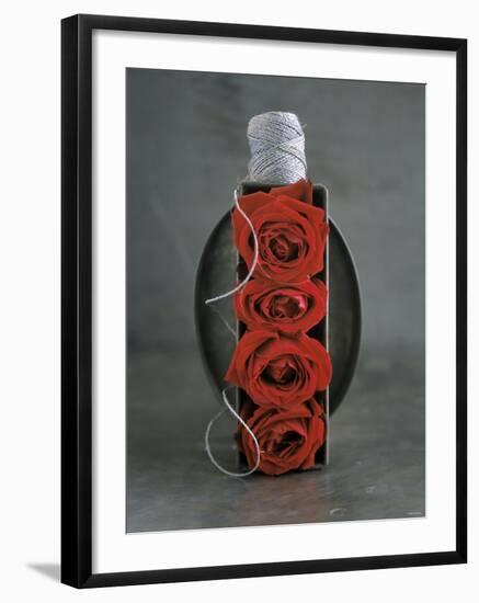 Red Roses in Baking Dish with Kitchen String-Ellen Silverman-Framed Photographic Print