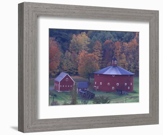 Red Round Barn in Autumn, East Barnet, Vermont, USA-Darrell Gulin-Framed Photographic Print