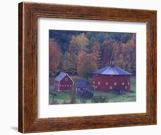 Red Round Barn in Autumn, East Barnet, Vermont, USA-Darrell Gulin-Framed Photographic Print