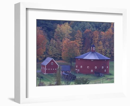 Red Round Barn in Autumn, East Barnet, Vermont, USA-Darrell Gulin-Framed Photographic Print