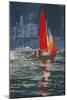 Red sail boat Salcombe - gouache - 2008-Jennifer Wright-Mounted Giclee Print