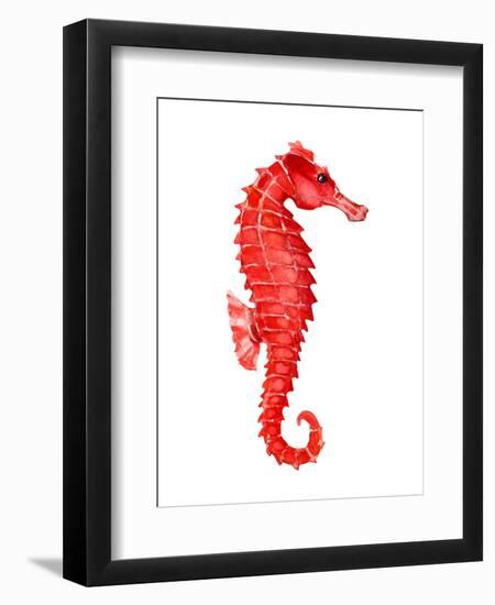 Red Seahorse-null-Framed Art Print