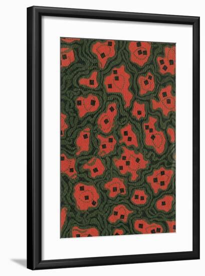 Red Shapes Surrounded by Green-Found Image Press-Framed Giclee Print