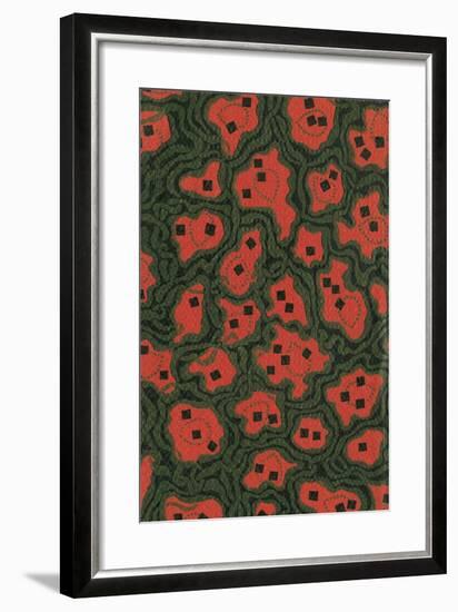 Red Shapes Surrounded by Green-Found Image Press-Framed Giclee Print