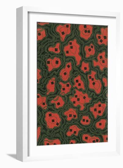 Red Shapes Surrounded by Green-Found Image Press-Framed Giclee Print