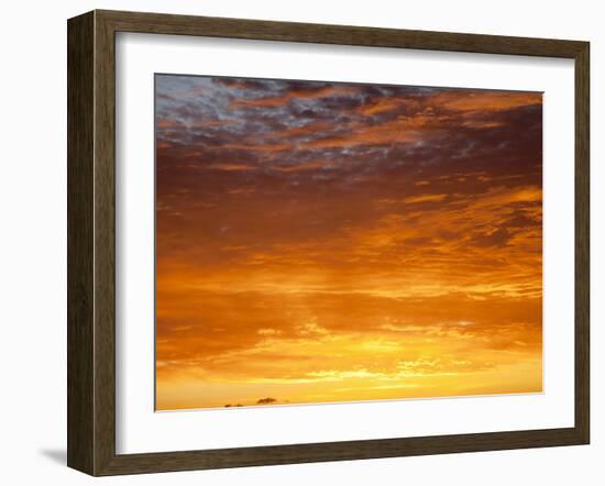 Red Sky at Sunrise over Atlantic Ocean, View from Miami Beach, Florida, USA, North America-Angelo Cavalli-Framed Photographic Print