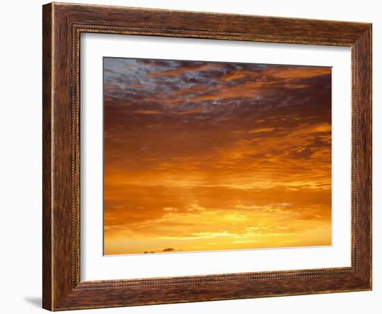 Red Sky at Sunrise over Atlantic Ocean, View from Miami Beach, Florida, USA, North America-Angelo Cavalli-Framed Photographic Print