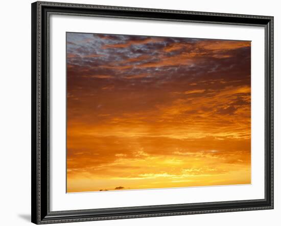 Red Sky at Sunrise over Atlantic Ocean, View from Miami Beach, Florida, USA, North America-Angelo Cavalli-Framed Photographic Print