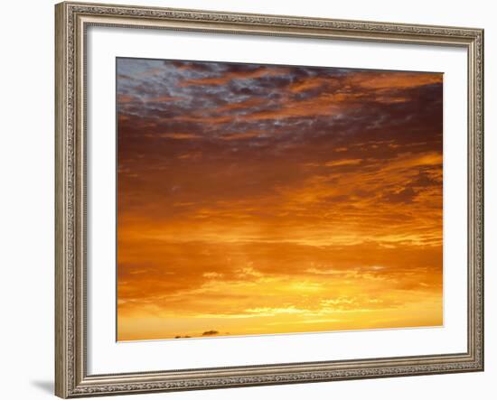 Red Sky at Sunrise over Atlantic Ocean, View from Miami Beach, Florida, USA, North America-Angelo Cavalli-Framed Photographic Print