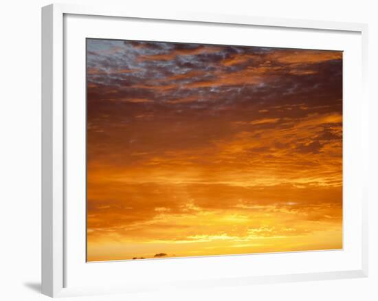 Red Sky at Sunrise over Atlantic Ocean, View from Miami Beach, Florida, USA, North America-Angelo Cavalli-Framed Photographic Print