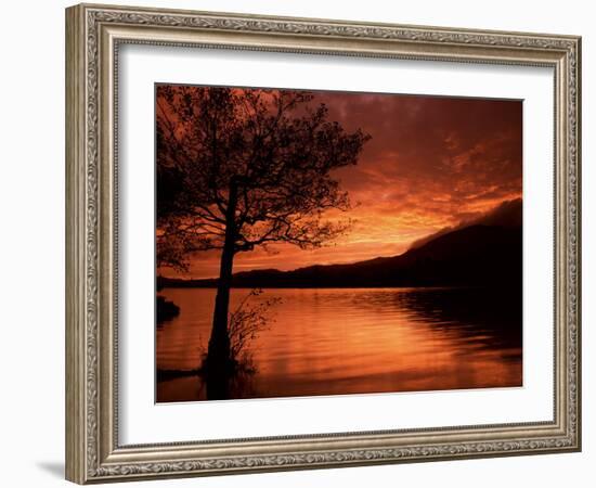 Red Sky at Sunset, Coniston Water, Consiton, Lake District, Cumbria, England, United Kingdom-Pearl Bucknall-Framed Photographic Print