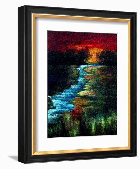 Red Sky Pointillism Landscape-Ruth Palmer-Framed Art Print