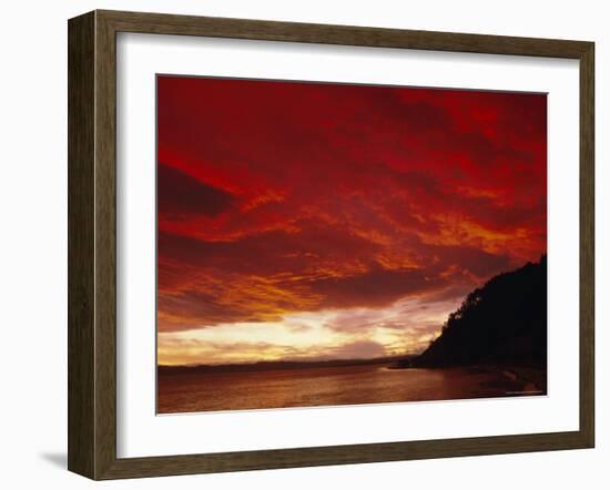 Red Sky, Sunset Over the Bay, Gisborne, East Coast, North Island, New Zealand, Pacific-D H Webster-Framed Photographic Print