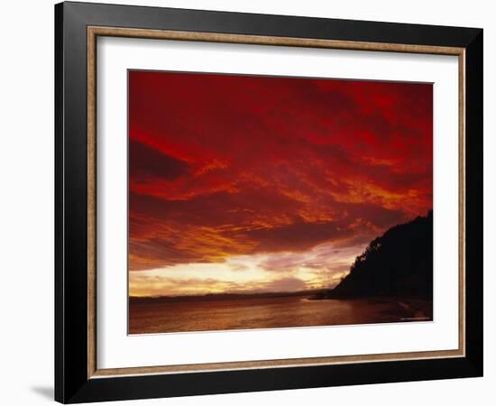 Red Sky, Sunset Over the Bay, Gisborne, East Coast, North Island, New Zealand, Pacific-D H Webster-Framed Photographic Print