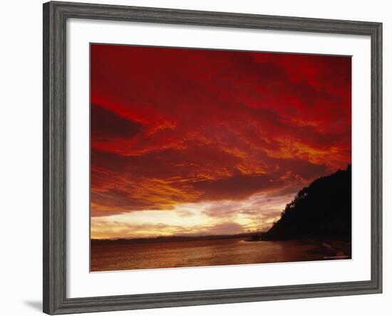 Red Sky, Sunset Over the Bay, Gisborne, East Coast, North Island, New Zealand, Pacific-D H Webster-Framed Photographic Print