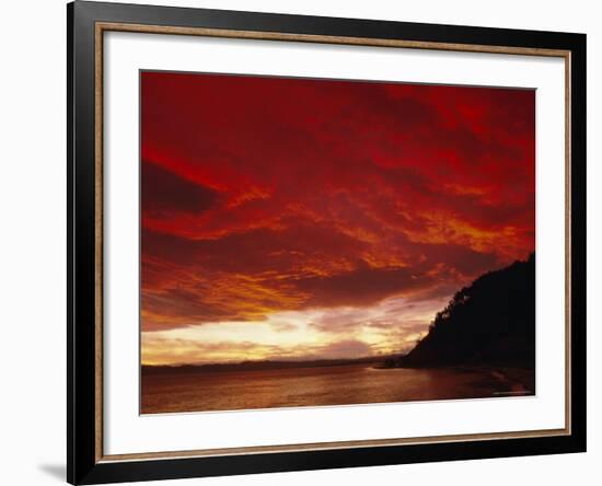 Red Sky, Sunset Over the Bay, Gisborne, East Coast, North Island, New Zealand, Pacific-D H Webster-Framed Photographic Print