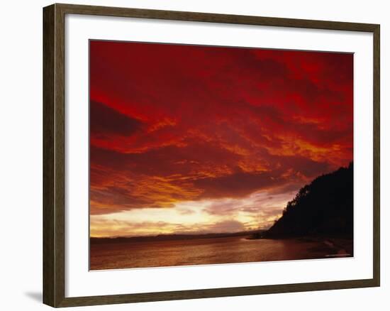 Red Sky, Sunset Over the Bay, Gisborne, East Coast, North Island, New Zealand, Pacific-D H Webster-Framed Photographic Print