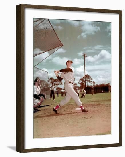 Red Sox Baseball Star Ted Williams at Bat-Frank Scherschel-Framed Premium Photographic Print