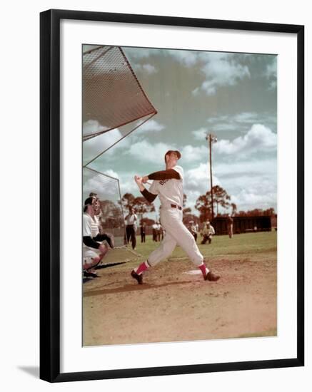 Red Sox Baseball Star Ted Williams at Bat-Frank Scherschel-Framed Premium Photographic Print