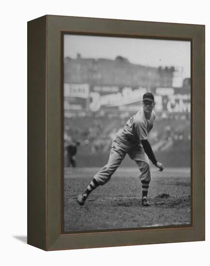 Red Sox Dave Ferriss Pitching to Yankee Player at Yankee Stadium During Game-Sam Shere-Framed Premier Image Canvas