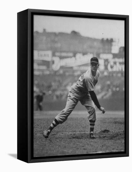 Red Sox Dave Ferriss Pitching to Yankee Player at Yankee Stadium During Game-Sam Shere-Framed Premier Image Canvas
