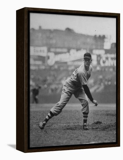 Red Sox Dave Ferriss Pitching to Yankee Player at Yankee Stadium During Game-Sam Shere-Framed Premier Image Canvas