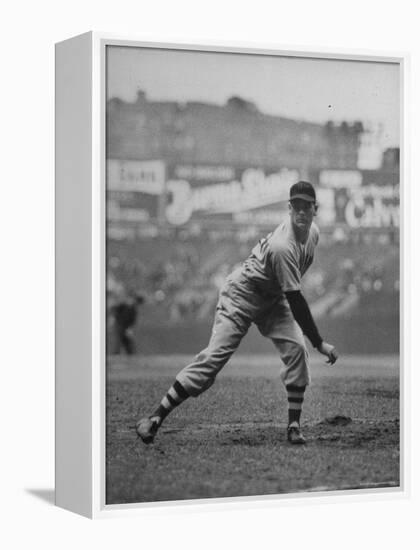 Red Sox Dave Ferriss Pitching to Yankee Player at Yankee Stadium During Game-Sam Shere-Framed Premier Image Canvas