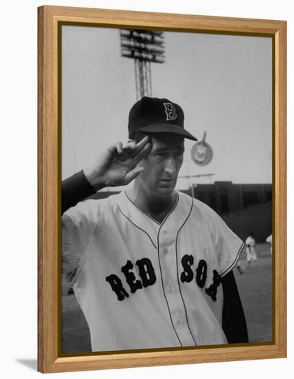 Red Sox Player Ted Williams Suited Up for Playing Baseball-Ralph Morse-Framed Premier Image Canvas