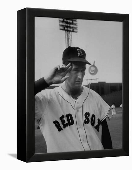 Red Sox Player Ted Williams Suited Up for Playing Baseball-Ralph Morse-Framed Premier Image Canvas