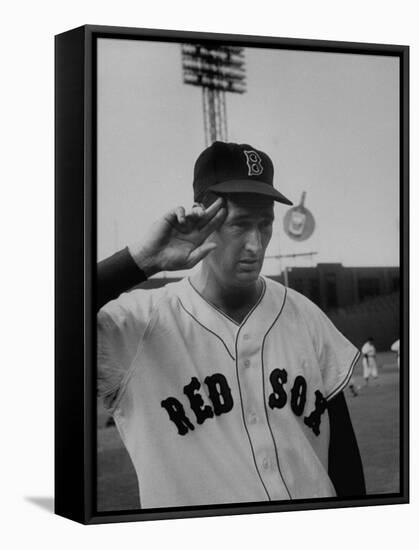 Red Sox Player Ted Williams Suited Up for Playing Baseball-Ralph Morse-Framed Premier Image Canvas