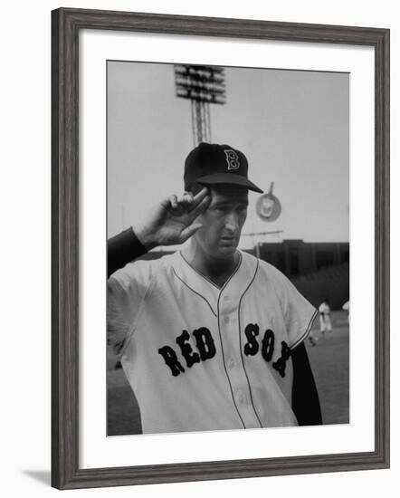 Red Sox Player Ted Williams Suited Up for Playing Baseball-Ralph Morse-Framed Premium Photographic Print