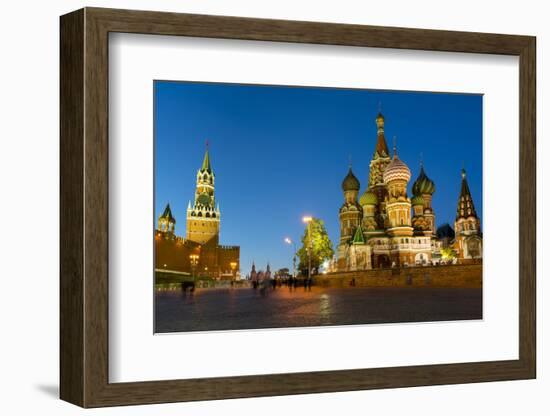 Red Square, St. Basil's Cathedral and the Savior's Tower of the Kremlin lit up at night, UNESCO Wor-Miles Ertman-Framed Photographic Print