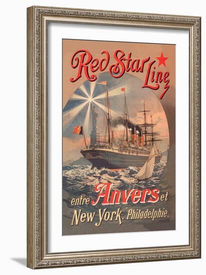 Red Star Cruise Line: Antwerp, New York, and Philadelphia-C. Satzmann-Framed Art Print