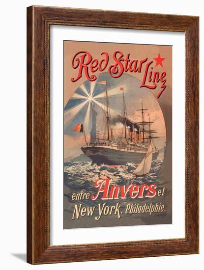 Red Star Cruise Line: Antwerp, New York, and Philadelphia-C. Satzmann-Framed Art Print