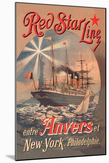 Red Star Cruise Line: Antwerp, New York, and Philadelphia-C. Satzmann-Mounted Art Print