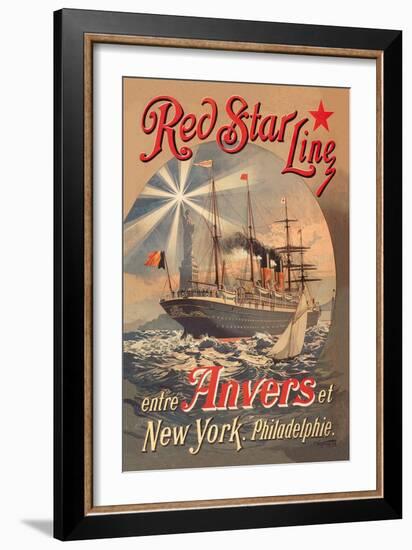 Red Star Cruise Line: Antwerp, New York, and Philadelphia-C. Satzmann-Framed Art Print