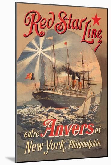 Red Star Cruise Line: Antwerp, New York, and Philadelphia-C. Satzmann-Mounted Art Print