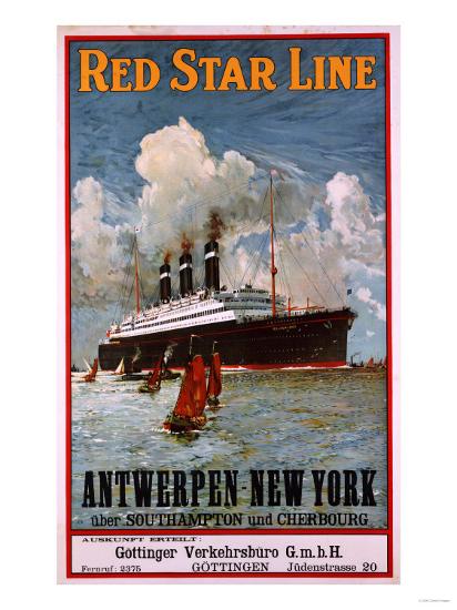 'Red Star Line, Antwerpen-New York, circa 1910' Giclee Print | Art.com