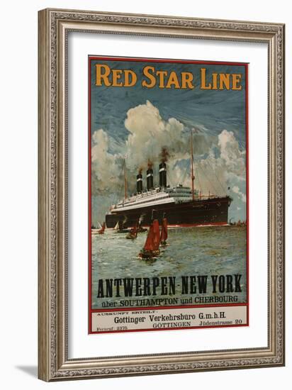 Red Star Line, Antwerpen-New York, circa 1910-null-Framed Giclee Print