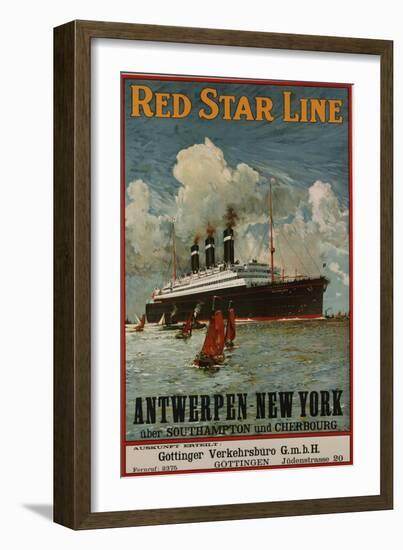 Red Star Line, Antwerpen-New York, circa 1910-null-Framed Giclee Print