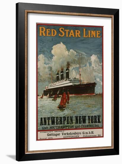 Red Star Line, Antwerpen-New York, circa 1910-null-Framed Giclee Print