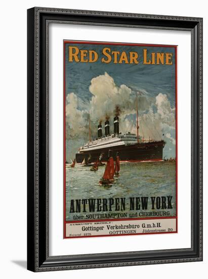 Red Star Line, Antwerpen-New York, circa 1910-null-Framed Giclee Print