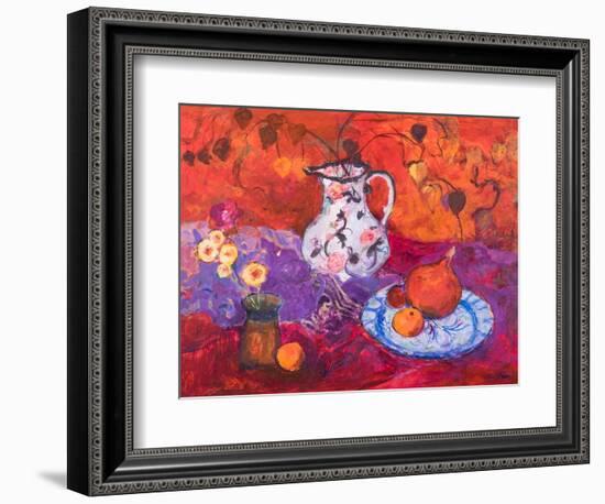 Red Still Life with Chinese Lantern-Ann Oram-Framed Giclee Print