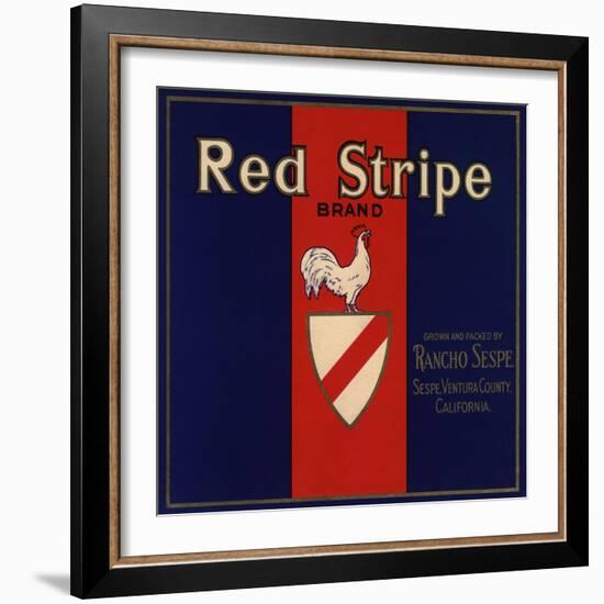 Red Stripe Brand - Sespe, California - Citrus Crate Label-Lantern Press-Framed Art Print