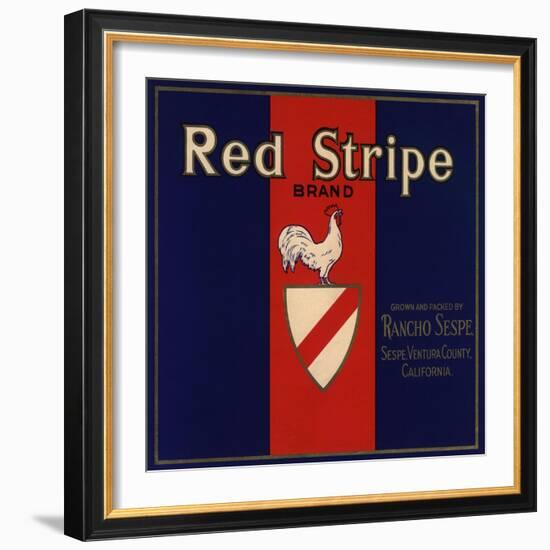 Red Stripe Brand - Sespe, California - Citrus Crate Label-Lantern Press-Framed Art Print