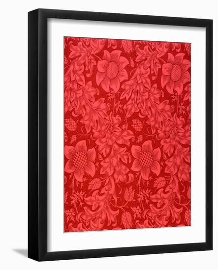 Red Sunflower Wallpaper Design, 1879 (Colour Woodblock Print on Paper)-William Morris-Framed Giclee Print